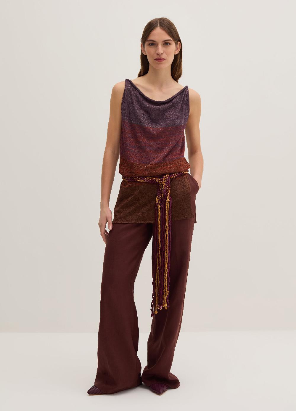 Stefanel Pantalone palazzo con piping a contrasto Nuovo