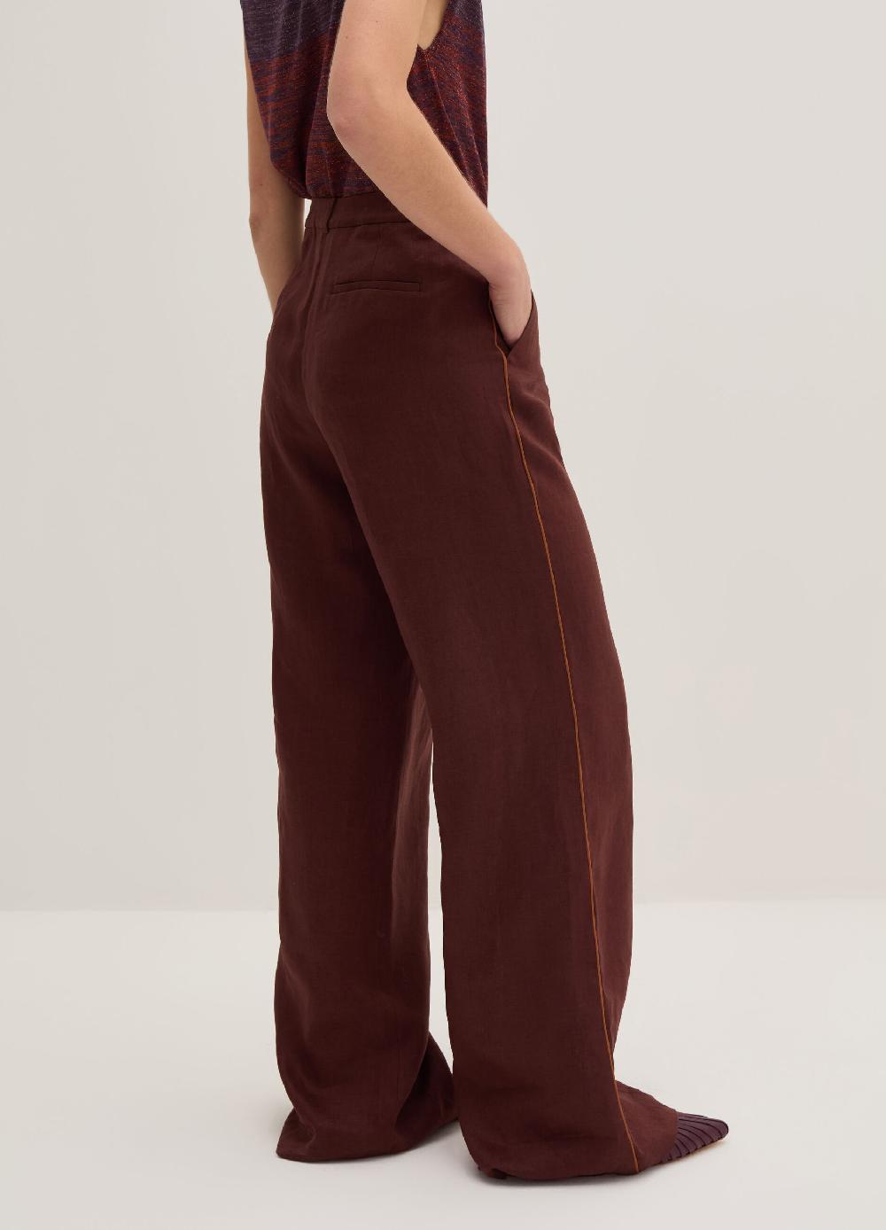 Stefanel Pantalone palazzo con piping a contrasto Nuovo