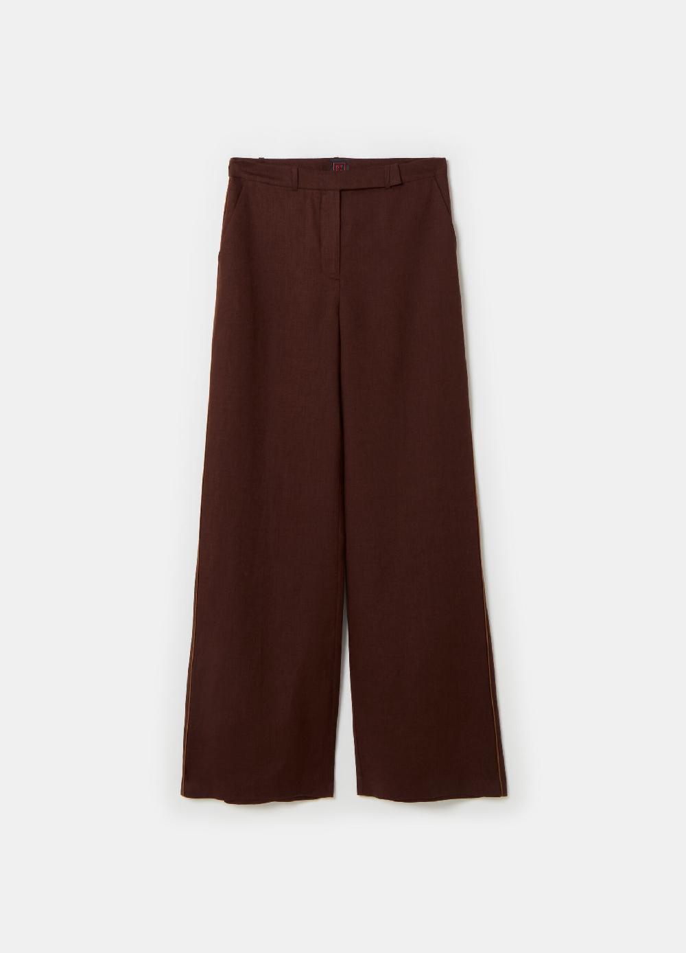Stefanel Pantalone palazzo con piping a contrasto Nuovo