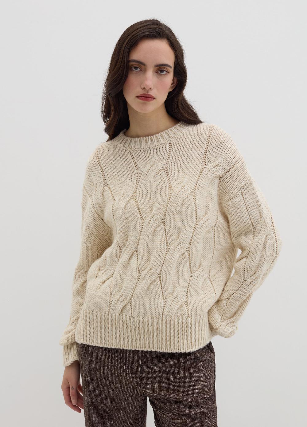 Stefanel Pullover oversize con lavorazione a treccia Fino Al -60%