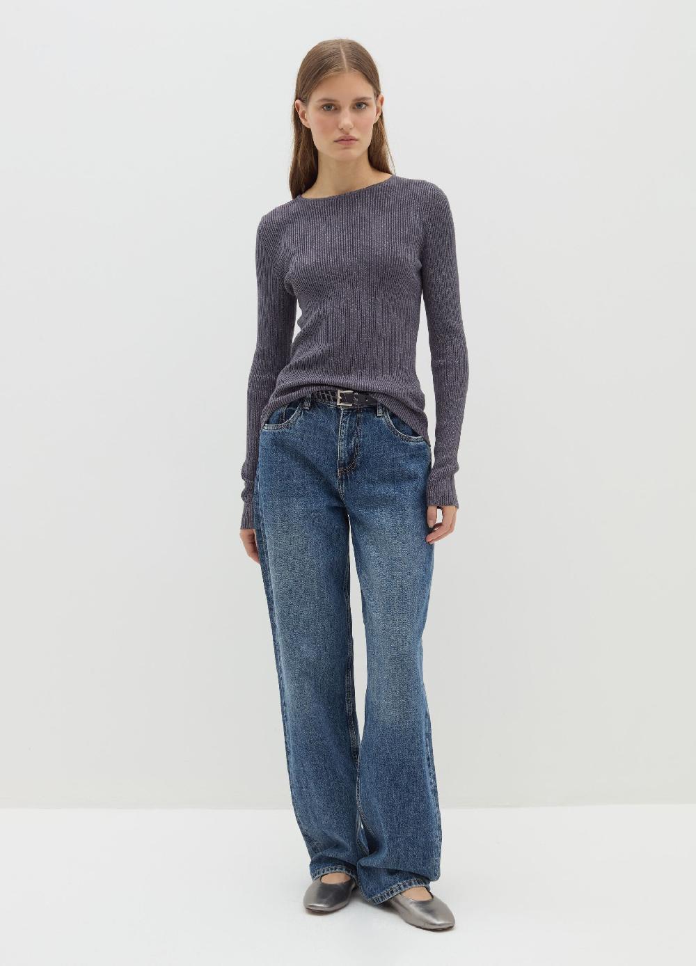Stefanel T-shirt in lurex a costine con maniche lunghe Negozio online di fabbrica