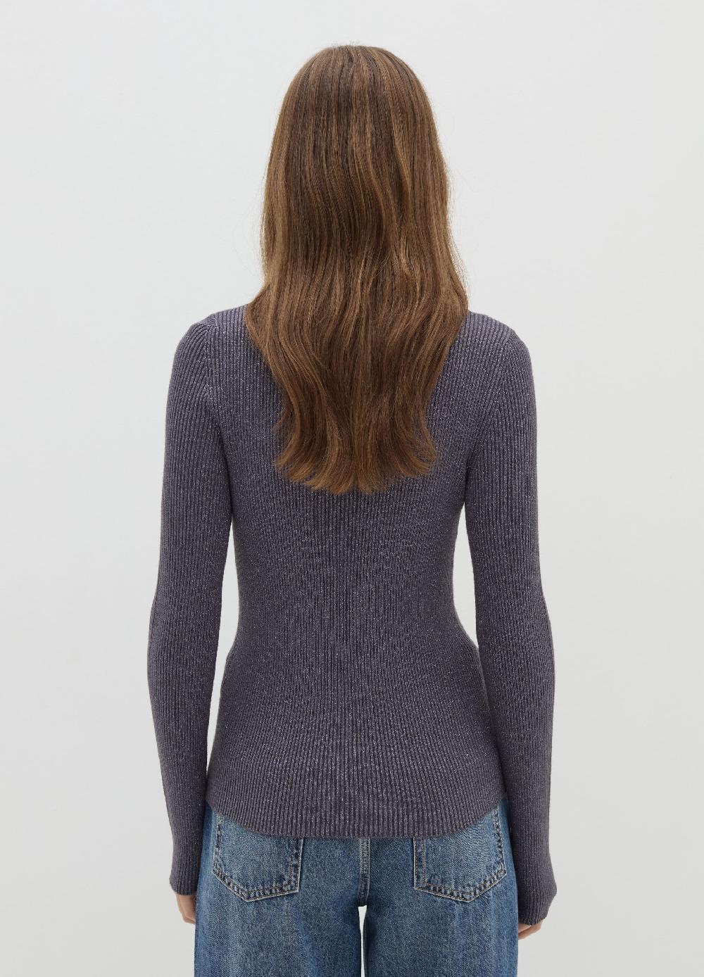Stefanel T-shirt in lurex a costine con maniche lunghe Negozio online di fabbrica