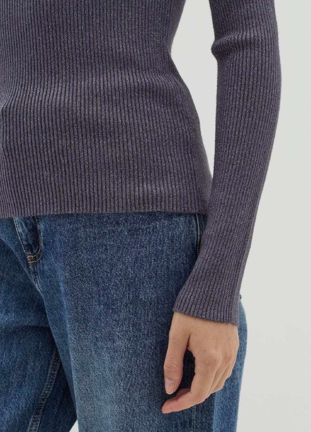 Stefanel T-shirt in lurex a costine con maniche lunghe Negozio online di fabbrica