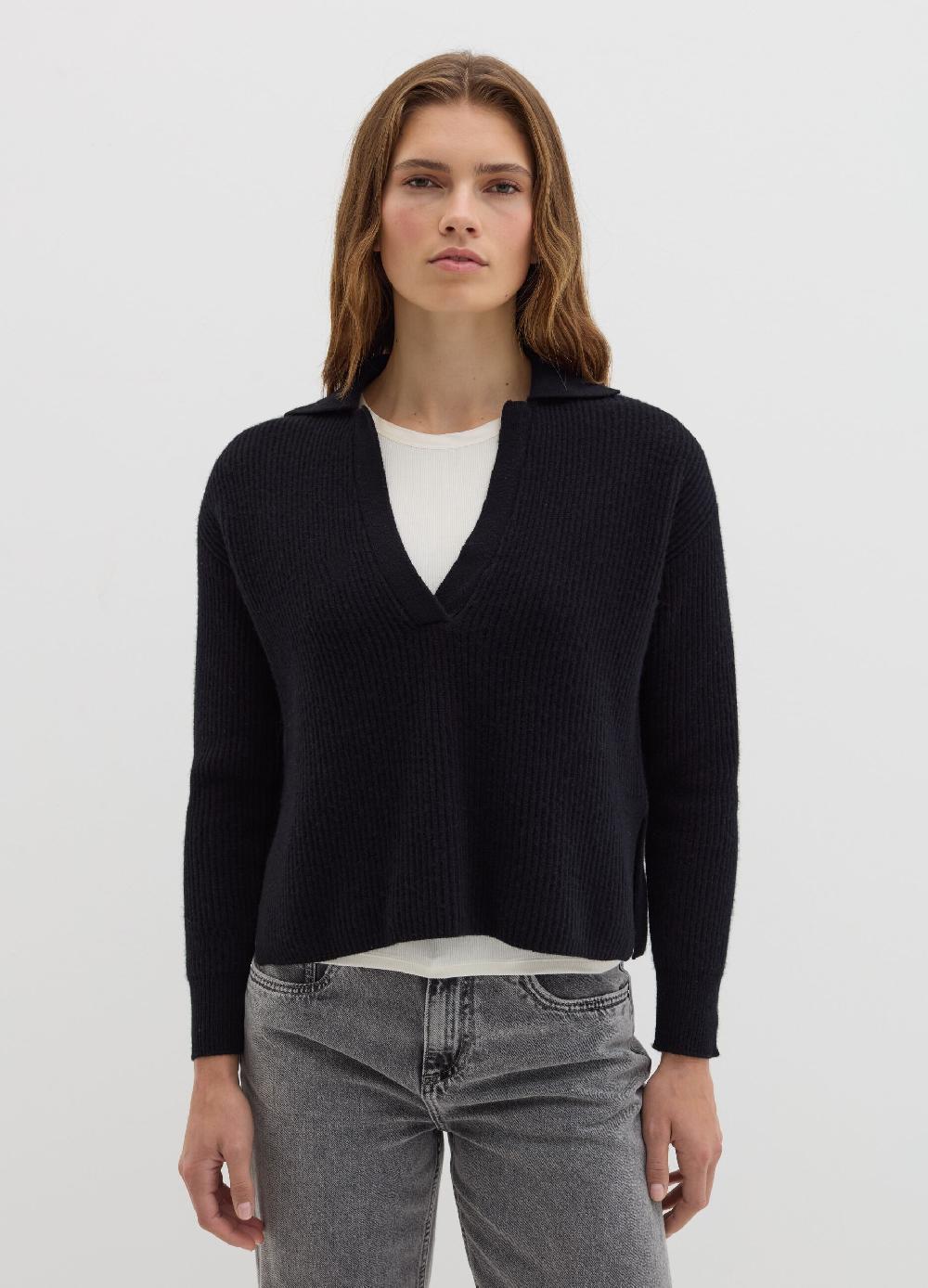 Stefanel Maglia in lana cardata con scollo a polo Prezzo di fabbrica
