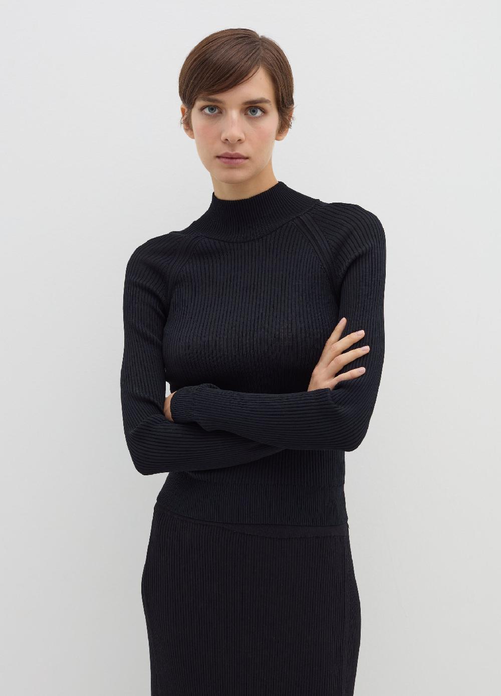 Stefanel Maglia a coste piatte mock neck Comprare a buon mercato