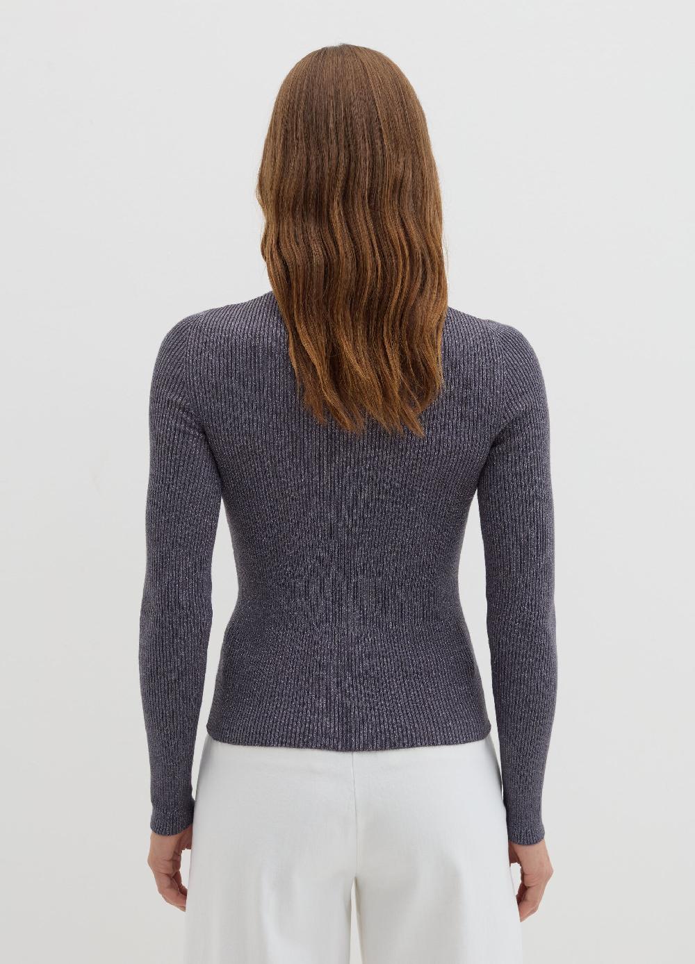 Stefanel T-shirt in lurex a costine con collo alto Shopping online
