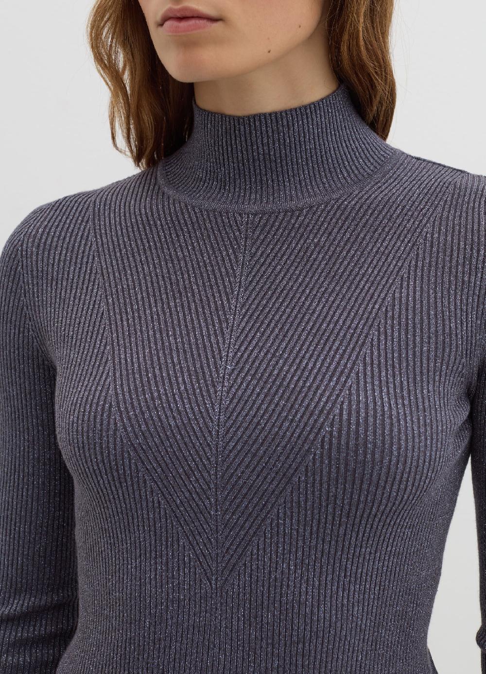 Stefanel T-shirt in lurex a costine con collo alto Shopping online