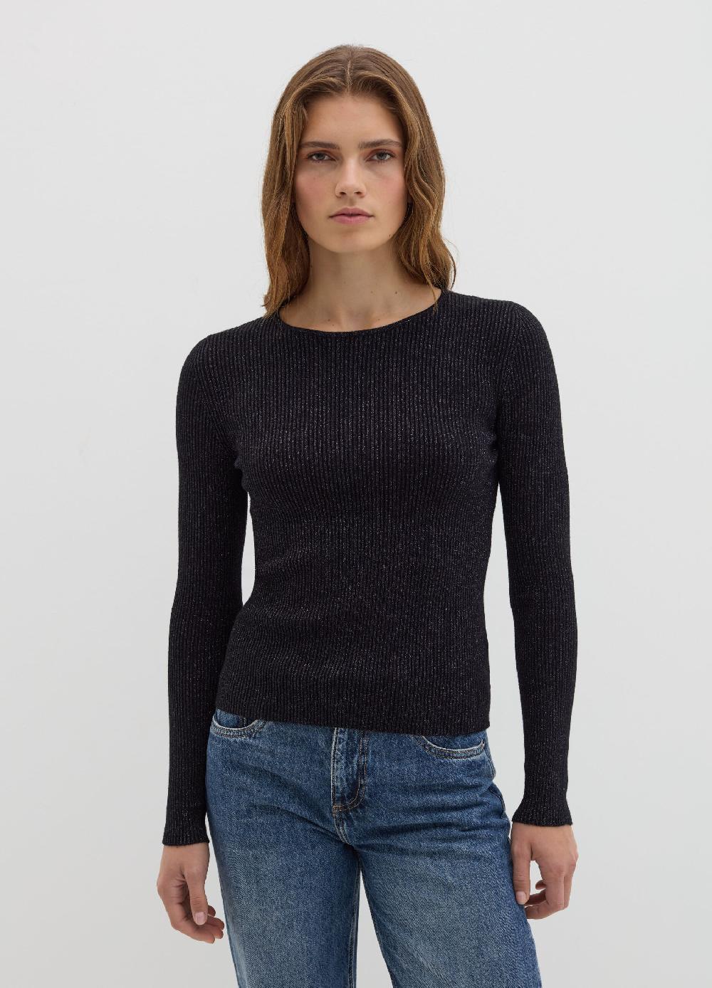 Stefanel T-shirt in lurex a costine con maniche lunghe Black Friday