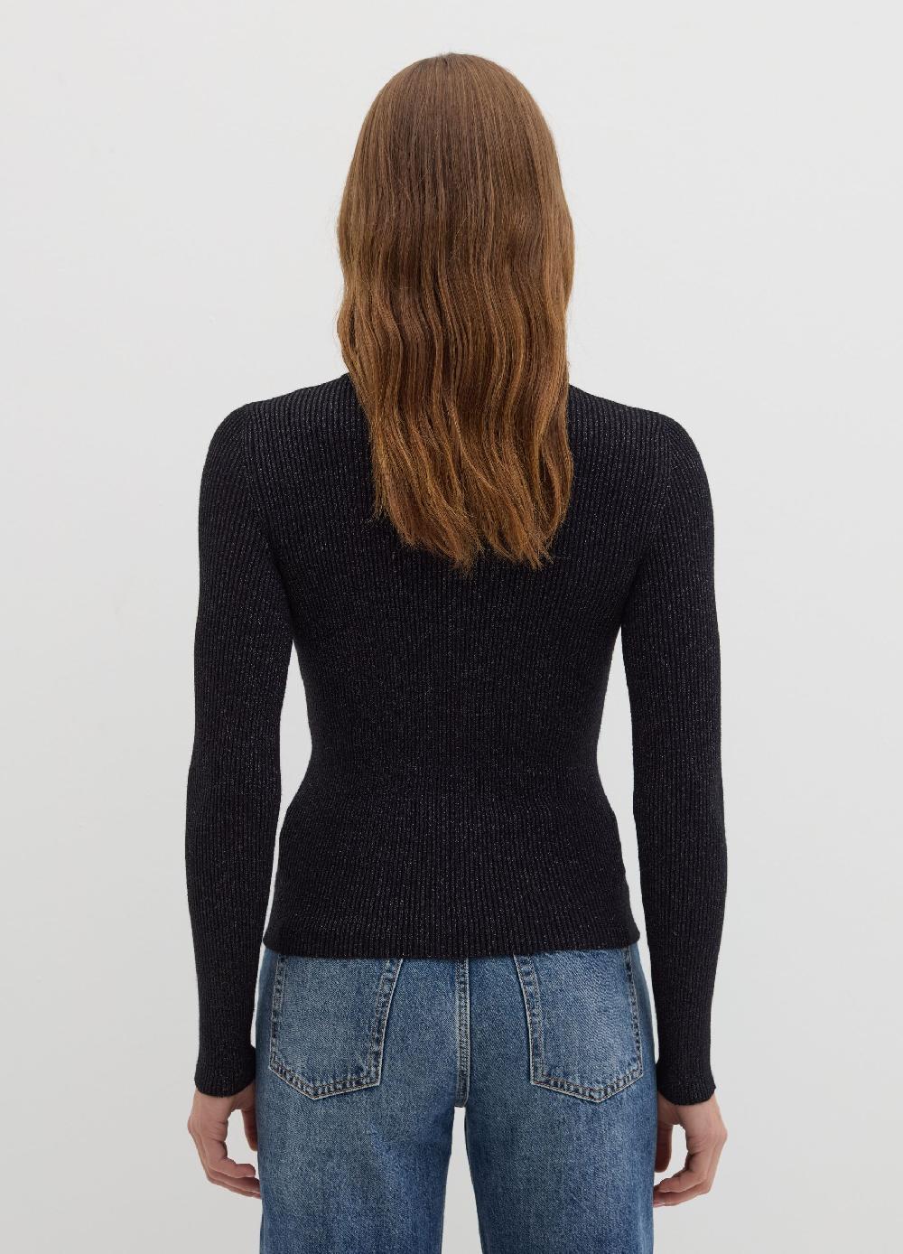 Stefanel T-shirt in lurex a costine con maniche lunghe Black Friday