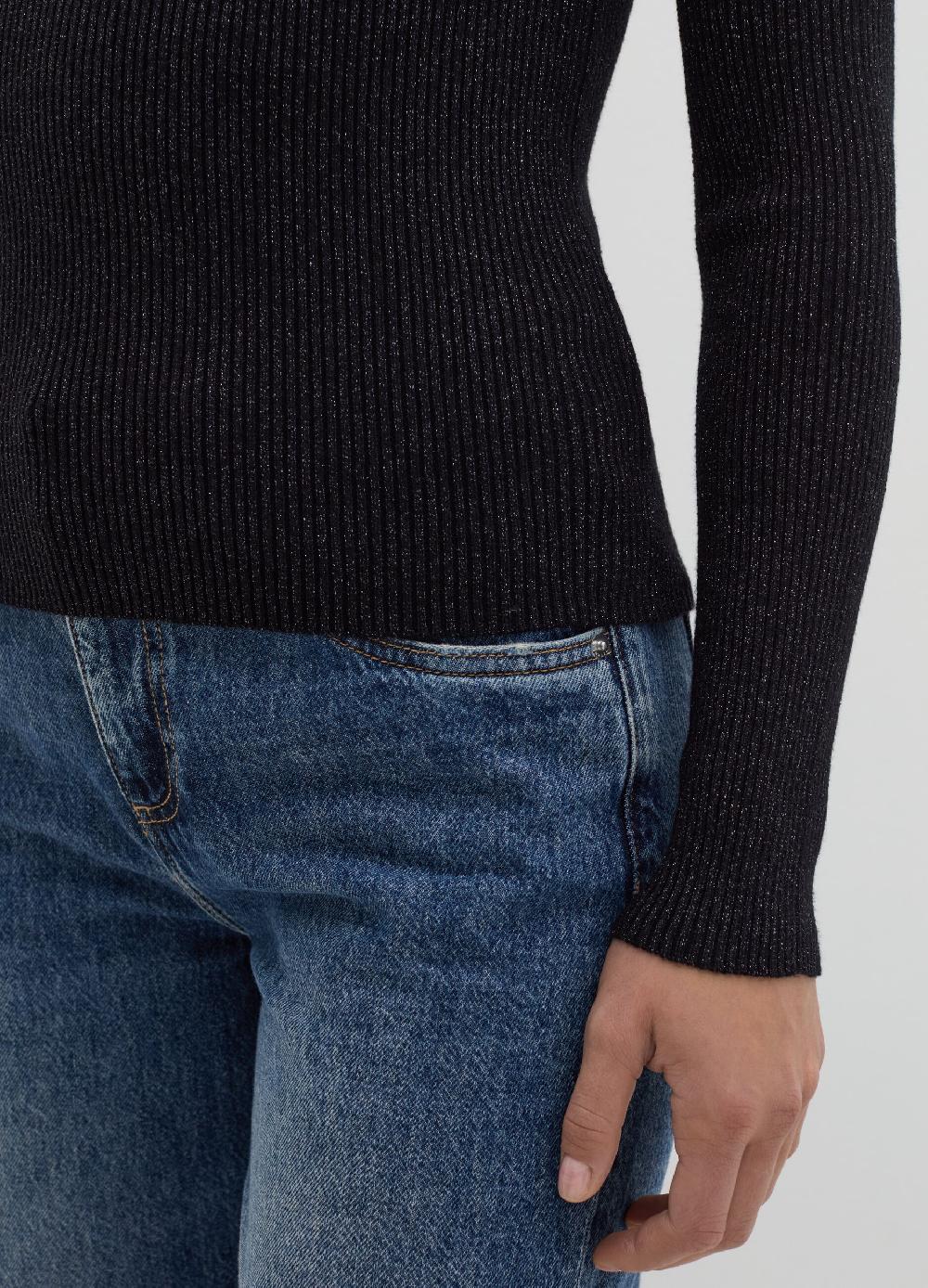Stefanel T-shirt in lurex a costine con maniche lunghe Black Friday