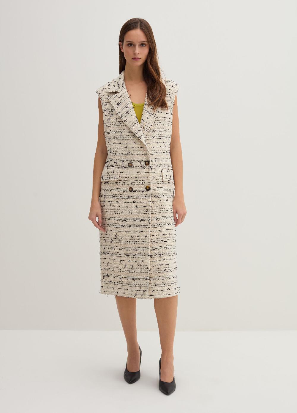 Stefanel Gilet lungo doppiopetto in tweed Only for today