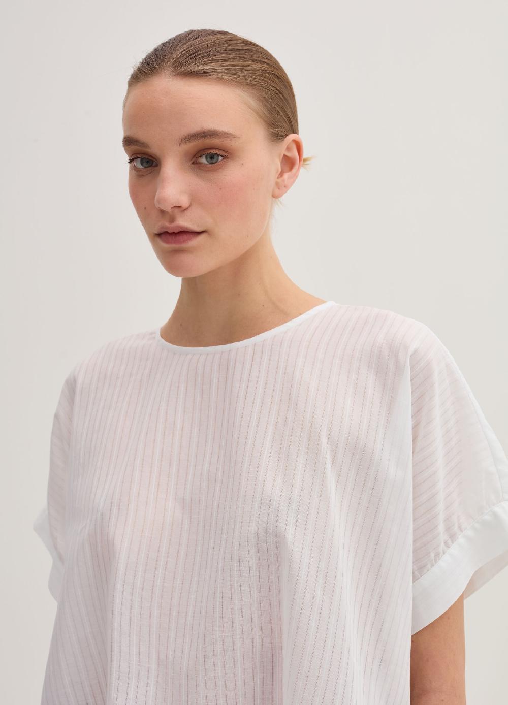 Stefanel Blusa in voille di cotone dobby a righe Officina