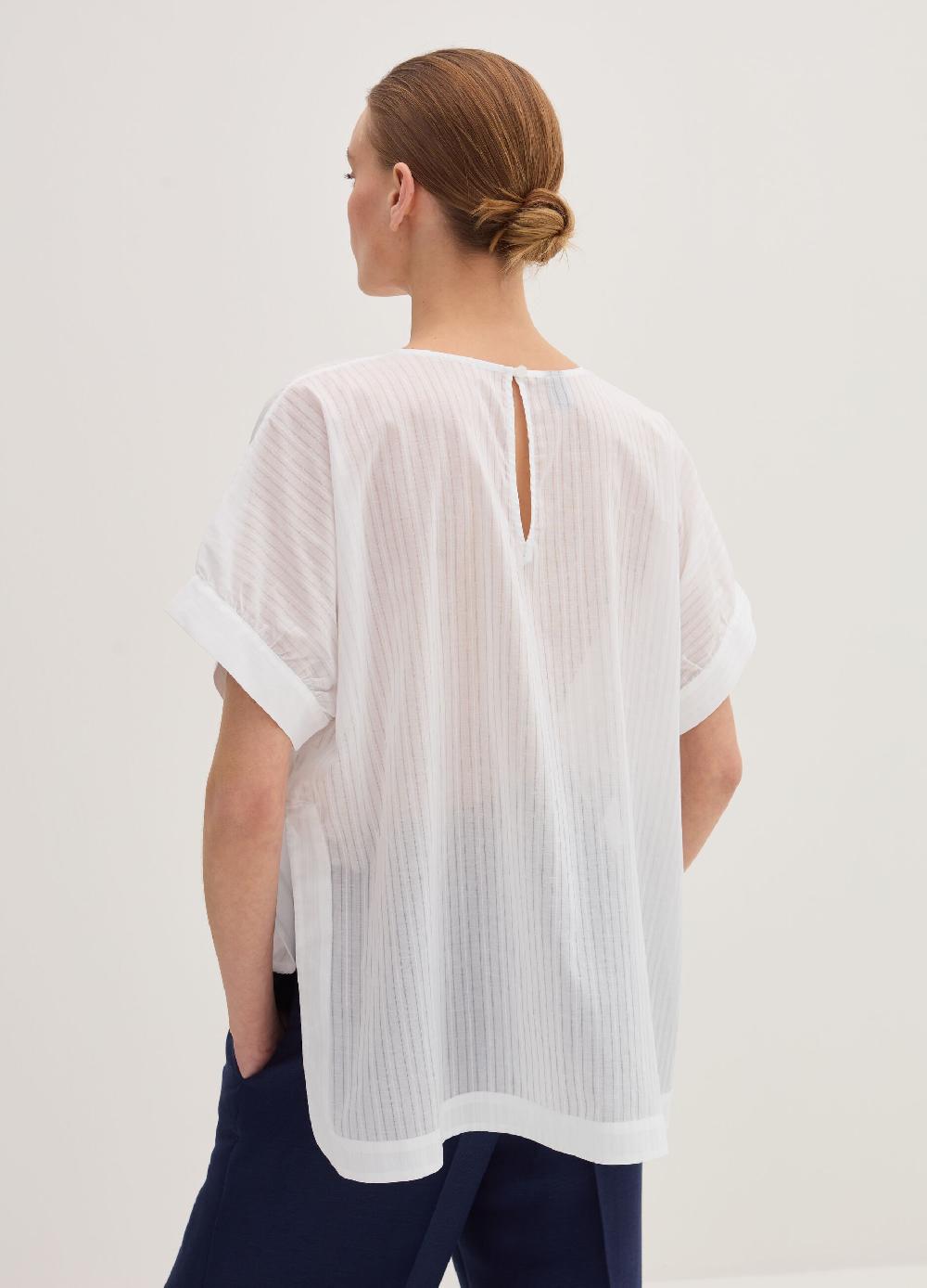 Stefanel Blusa in voille di cotone dobby a righe Officina
