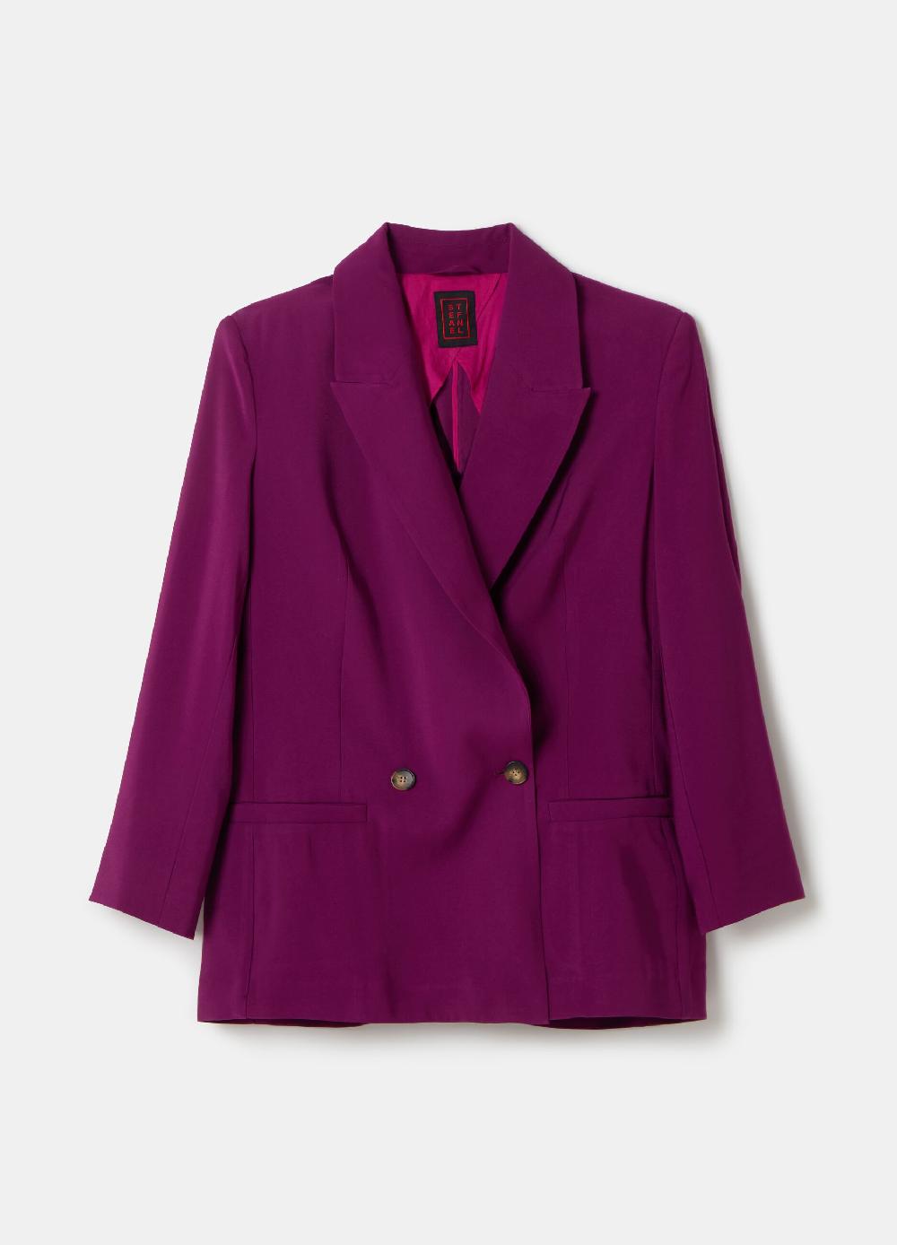 Stefanel Blazer fluido doppiopetto in twill tecnico Black Friday Prezzi