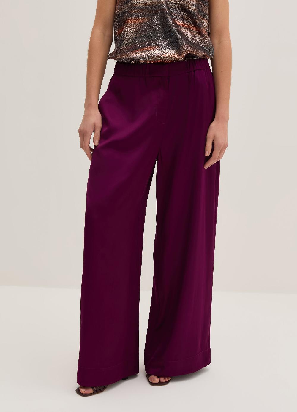 Stefanel Pantalone wide leg in viscosa satin Vendita