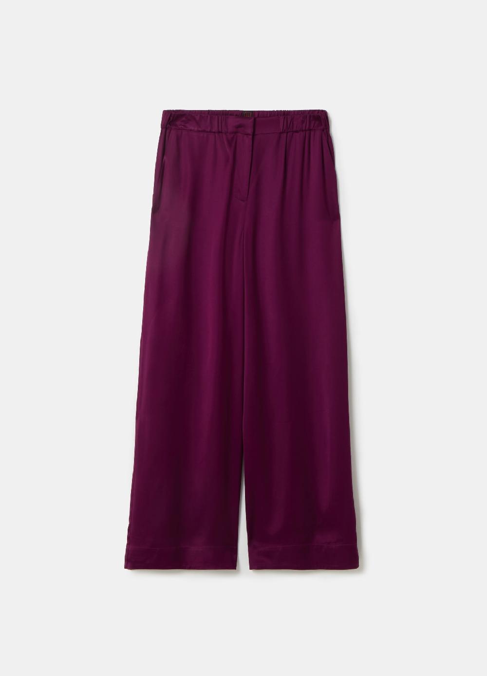Stefanel Pantalone wide leg in viscosa satin Vendita