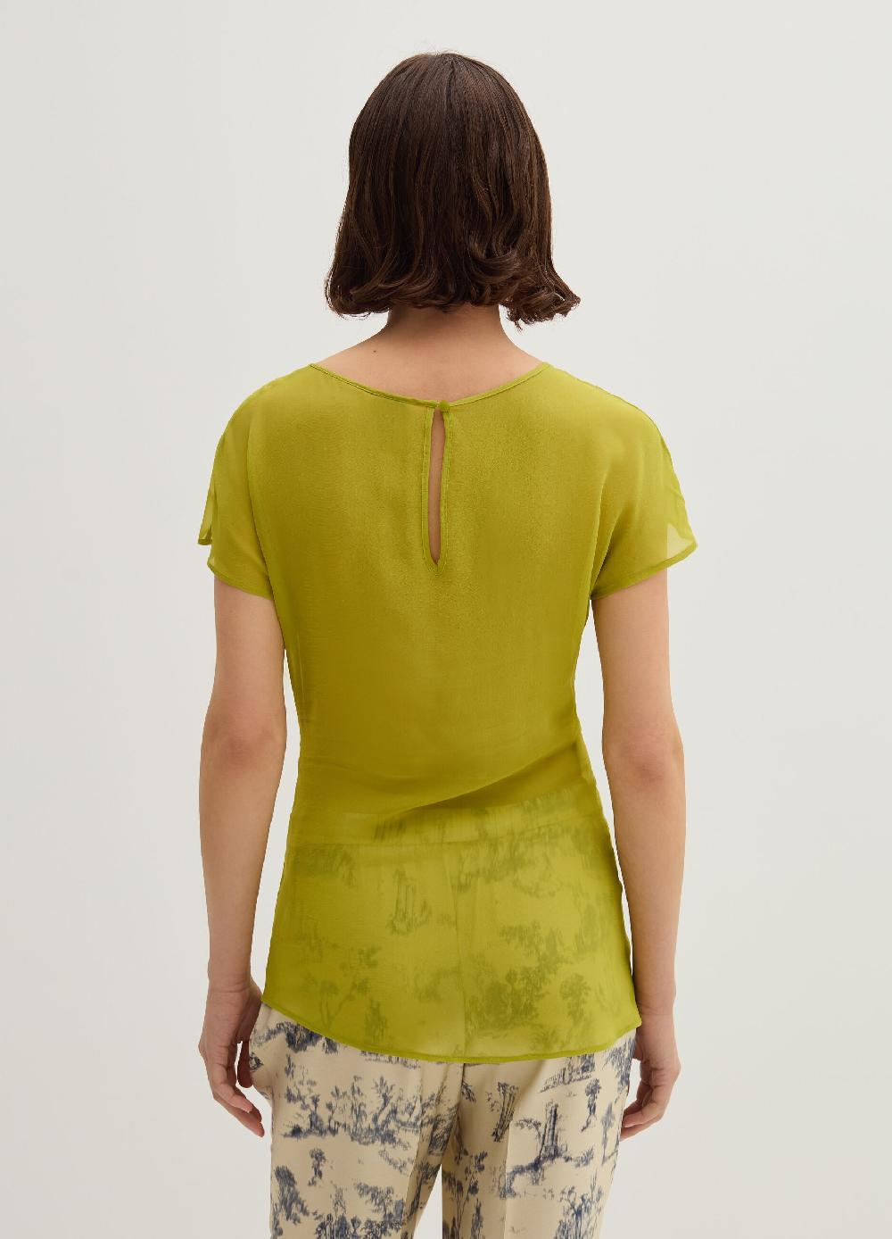 Stefanel T-shirt in georgette con arricciatura Promozione