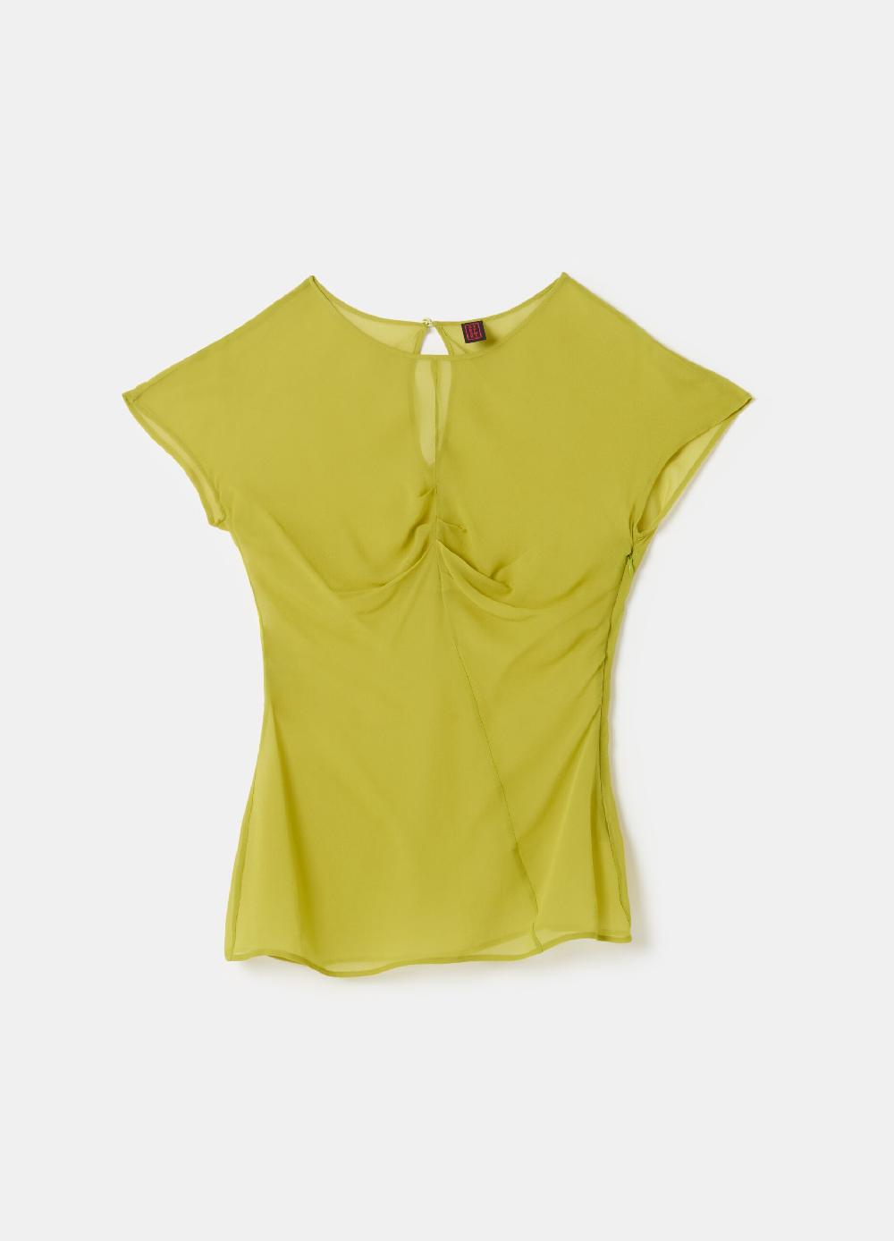 Stefanel T-shirt in georgette con arricciatura Promozione