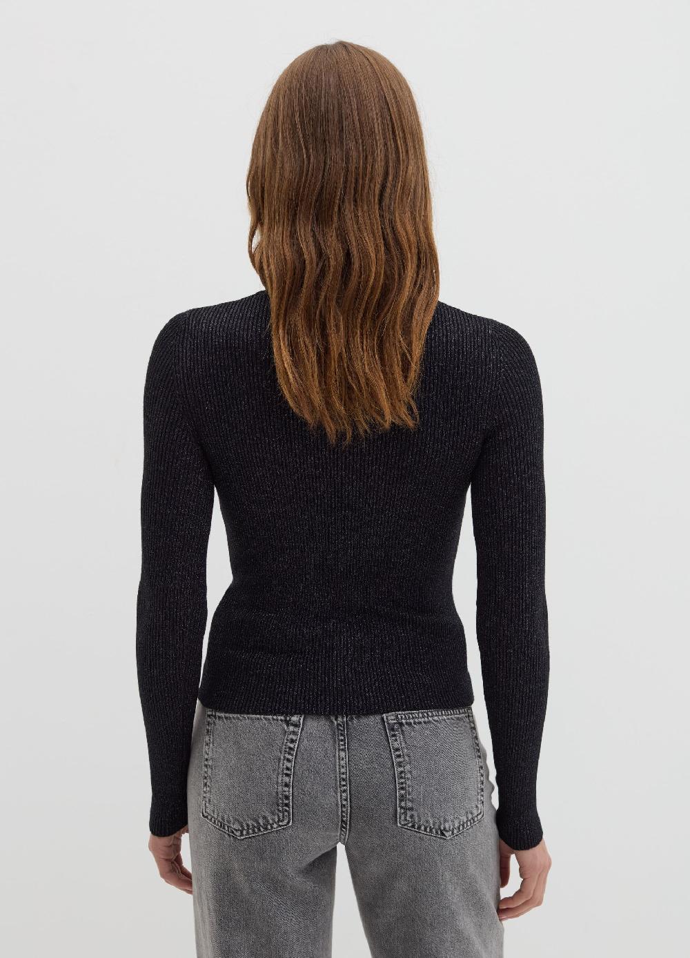 Stefanel T-shirt in lurex a costine con collo alto Prezzo Ridotto