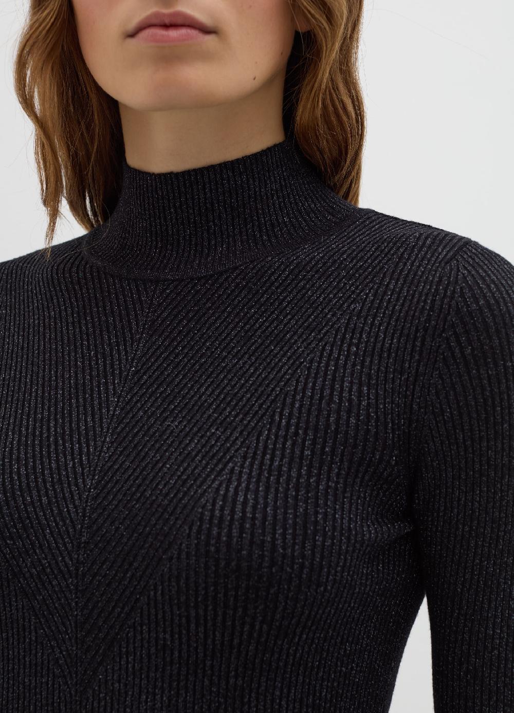 Stefanel T-shirt in lurex a costine con collo alto Prezzo Ridotto