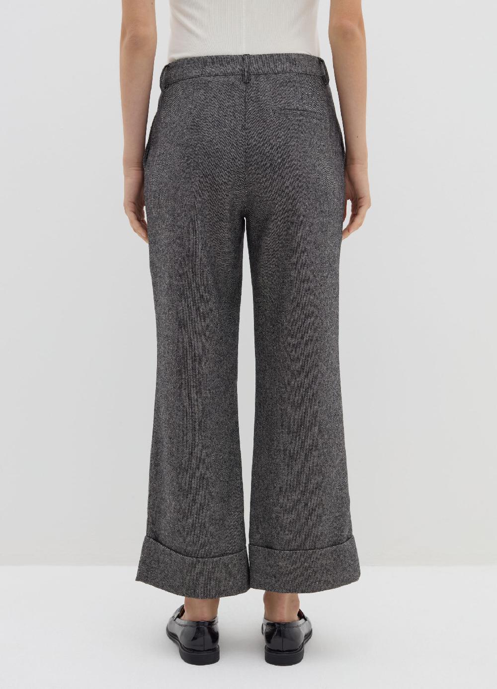 Stefanel Pantalone a gamba larga in tweed In Vendita