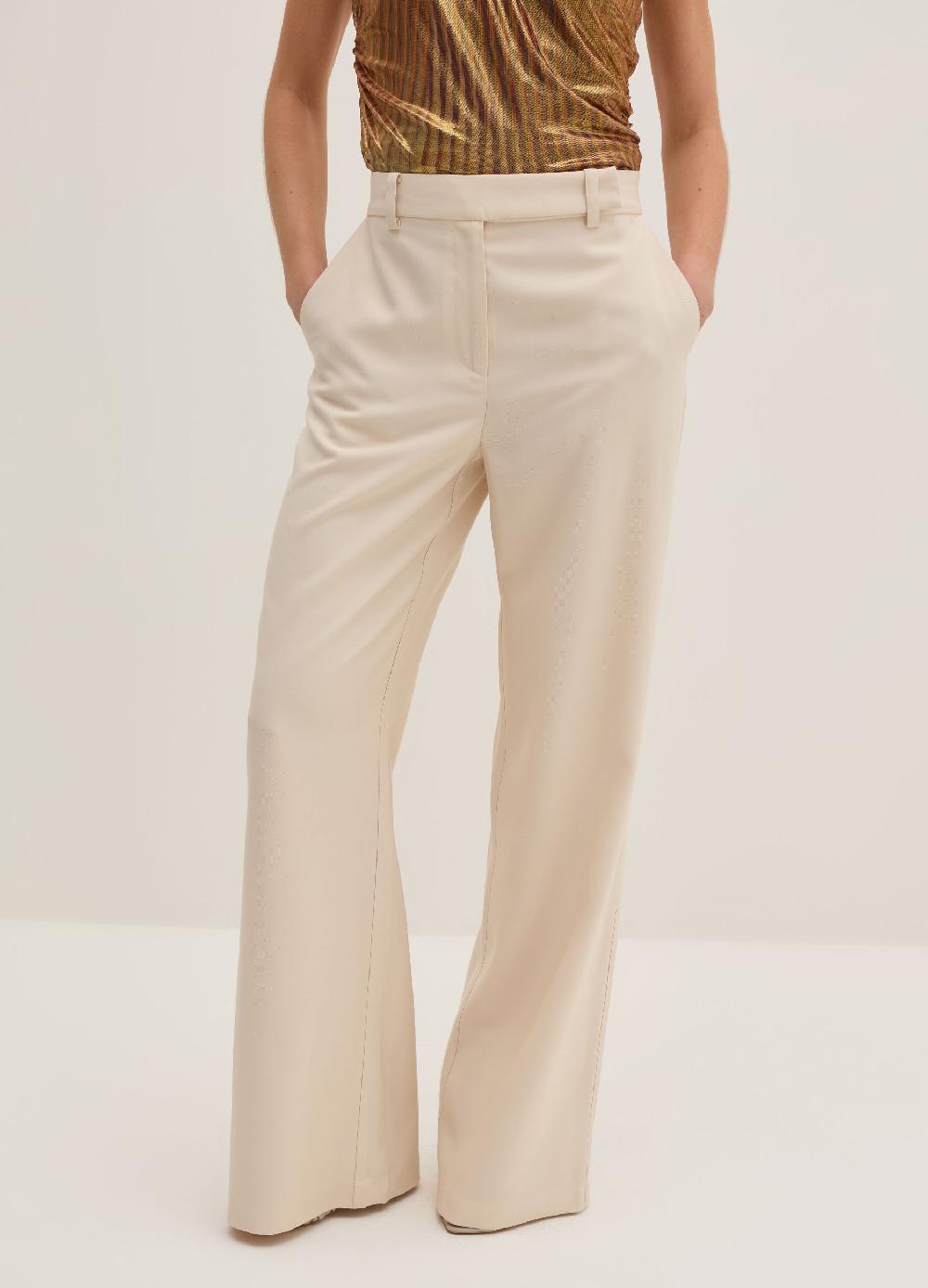 Stefanel Pantalone palazzo wide leg in twill tecnico Grande vendita