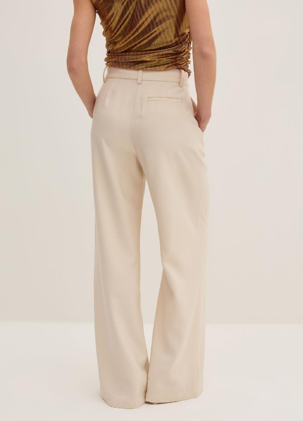 Stefanel Pantalone palazzo wide leg in twill tecnico Grande vendita