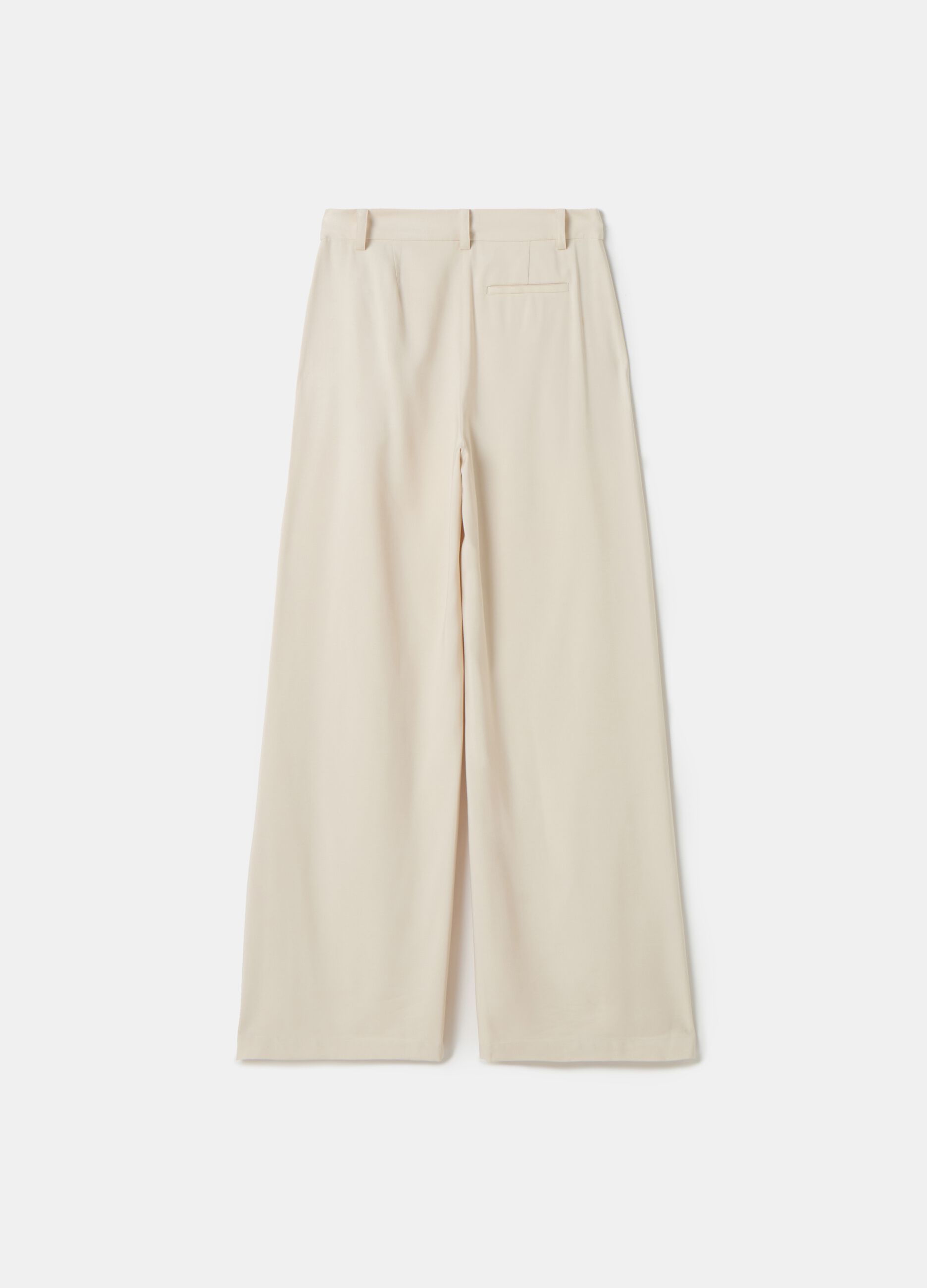 Stefanel Pantalone palazzo wide leg in twill tecnico Grande vendita