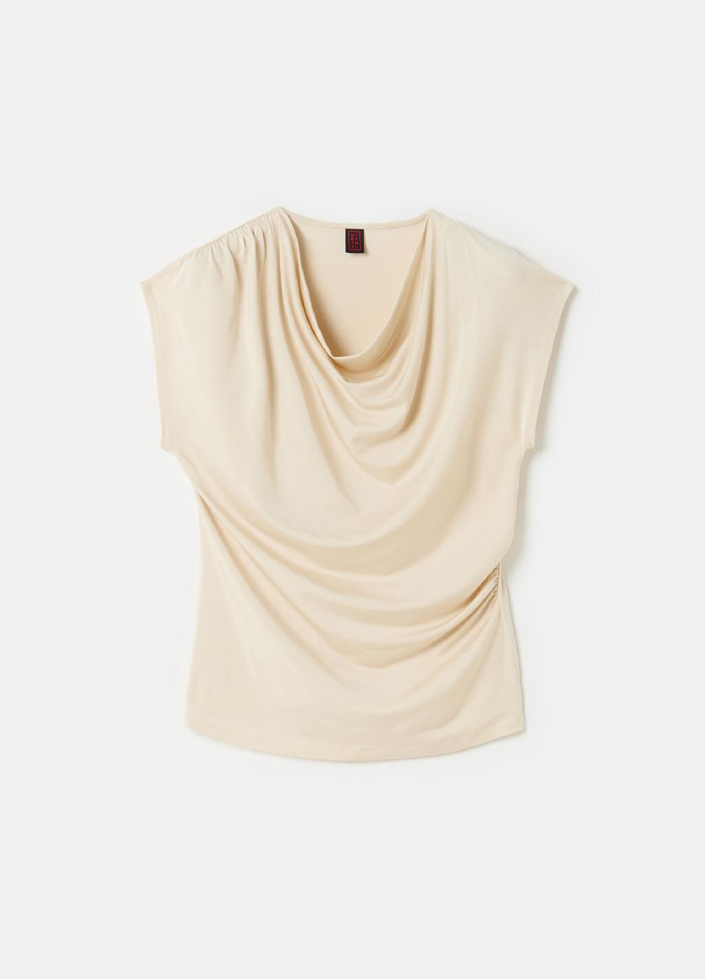 Stefanel Top smanicato scollo con drappeggio Cyber Monday