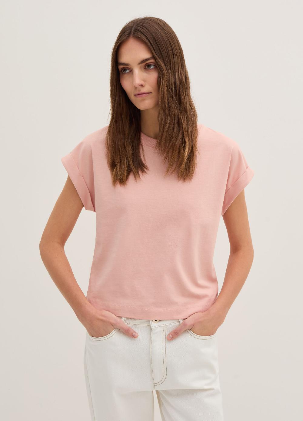 Stefanel T-shirt boxy fit con risvolti Nuovi prodotti