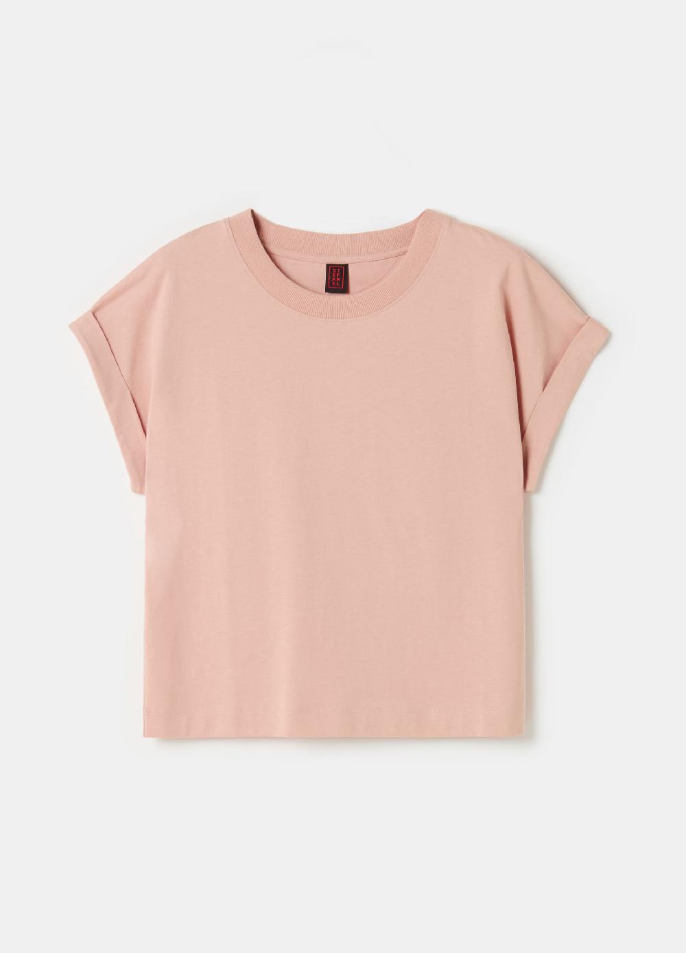 Stefanel T-shirt boxy fit con risvolti Nuovi prodotti