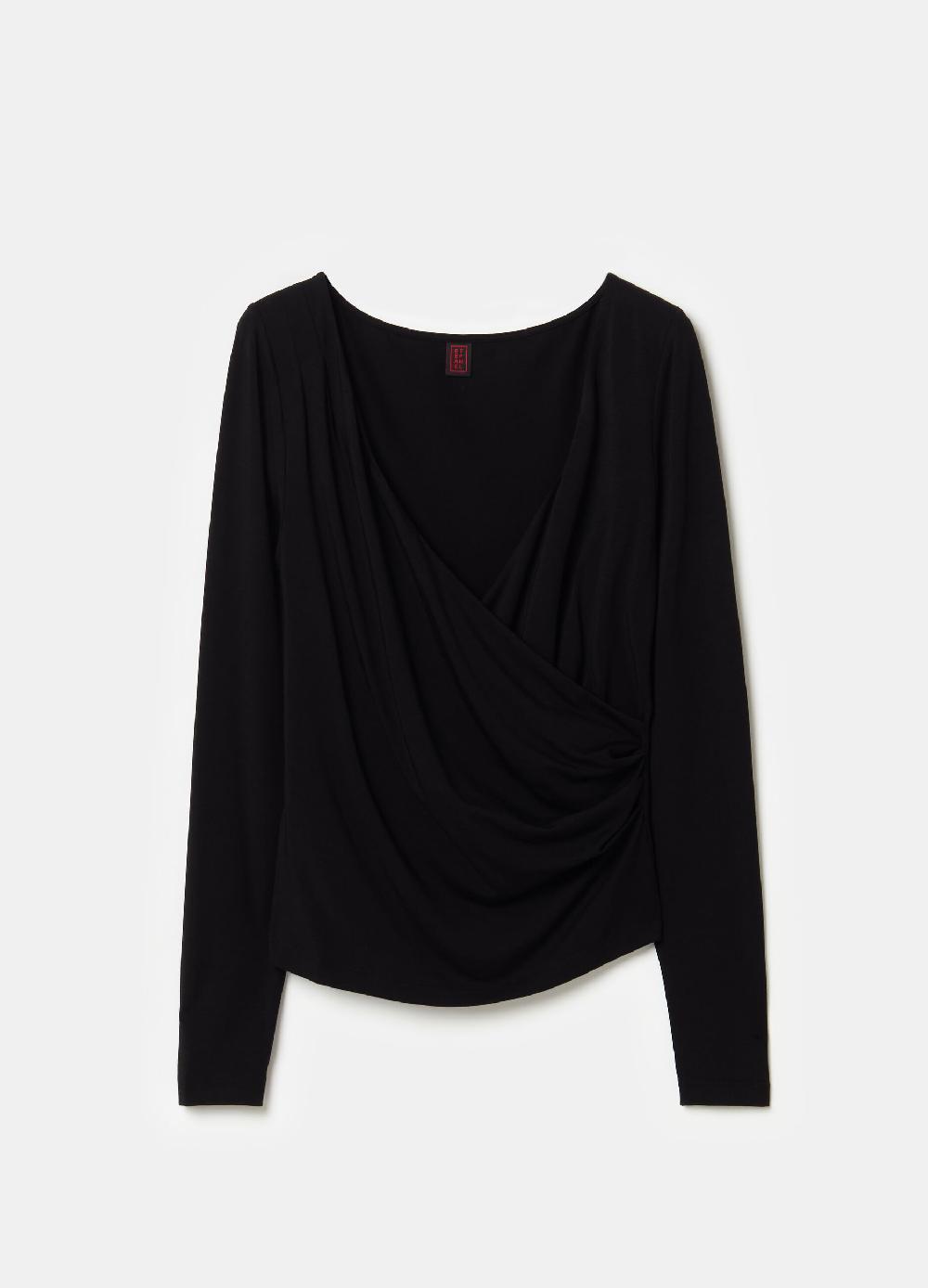 Stefanel T-shirt scollo a V con incrocio Offerte stagionali
