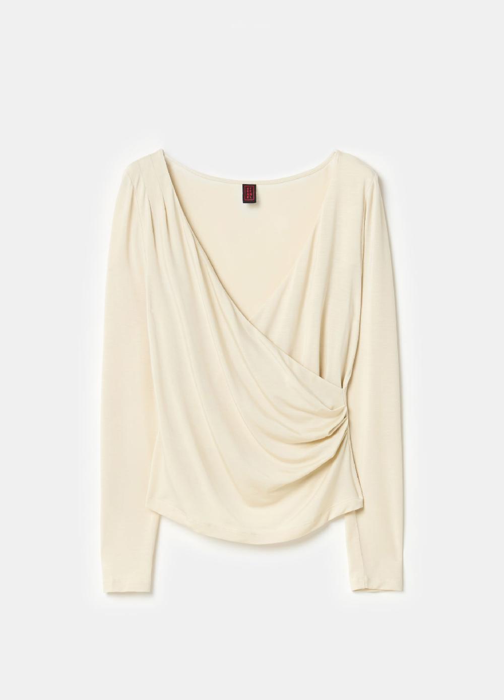 Stefanel T-shirt scollo a V con incrocio Offerte speciali