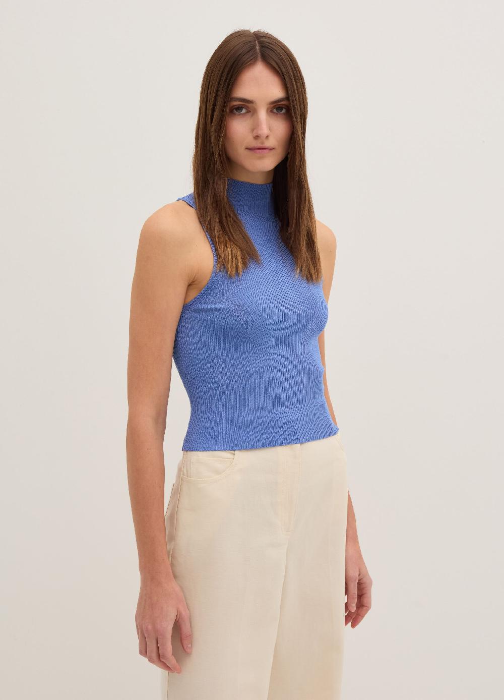 Stefanel Tank top a coste piatte mock neck Ritorno libero