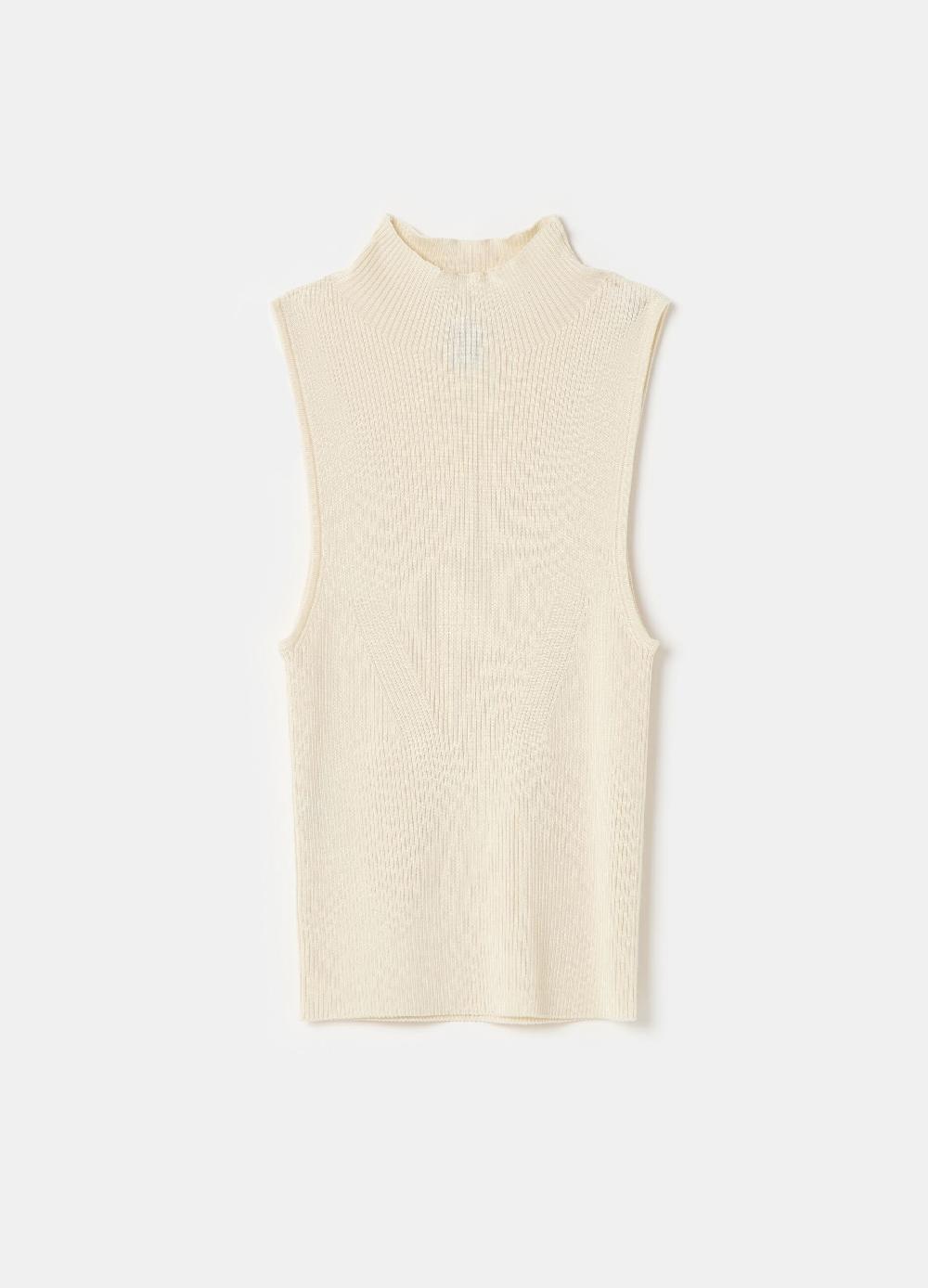 Stefanel Tank top a coste piatte mock neck Ultimo giorno