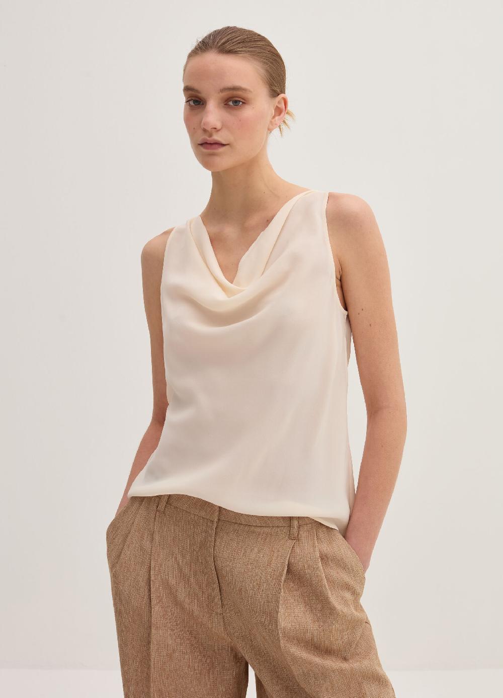 Stefanel Top in crêpe de chine con drappeggio Solo un giorno rimasto