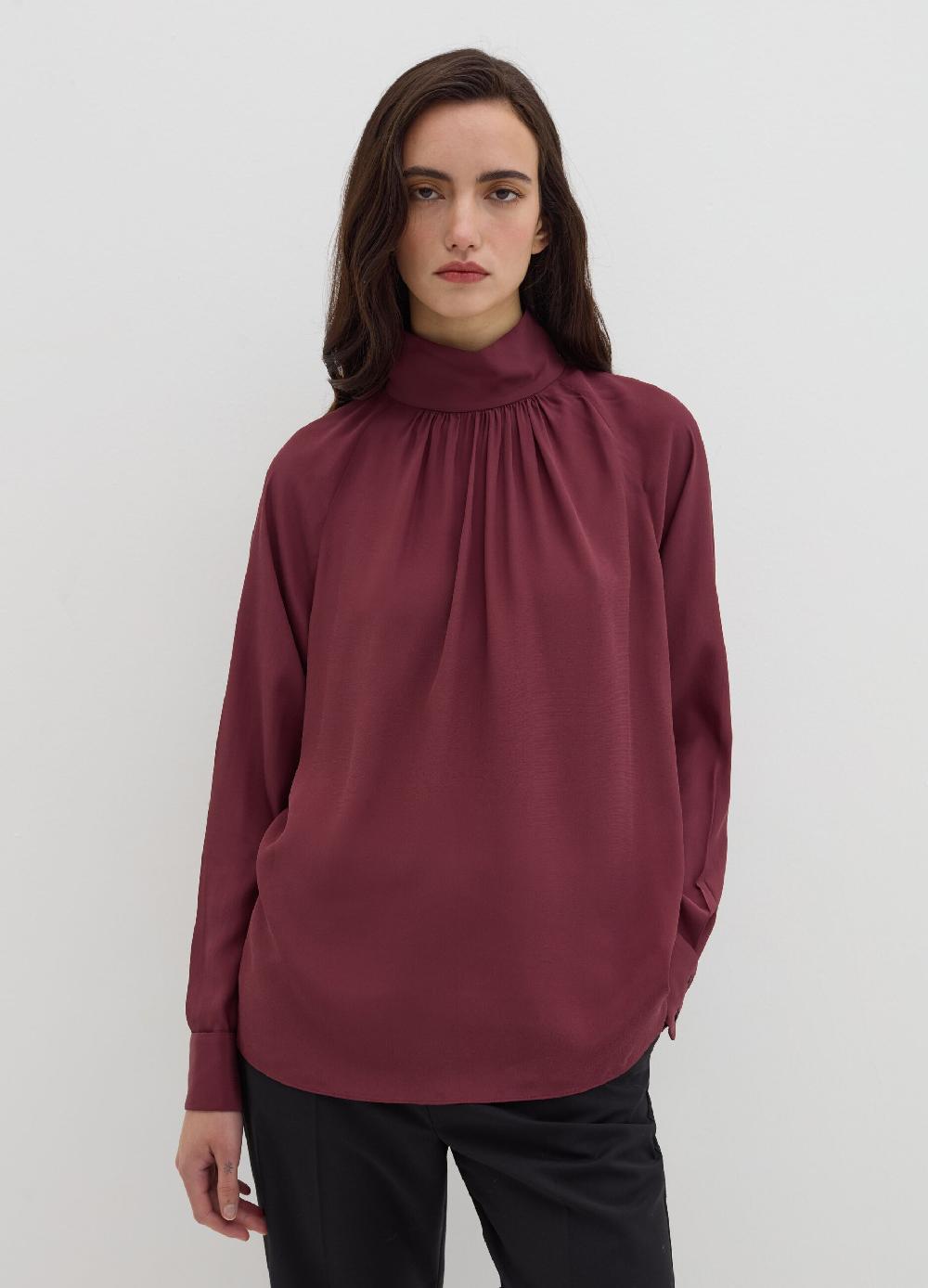 Stefanel Blusa a collo alto in viscosa e seta Limitato a 3 giorni