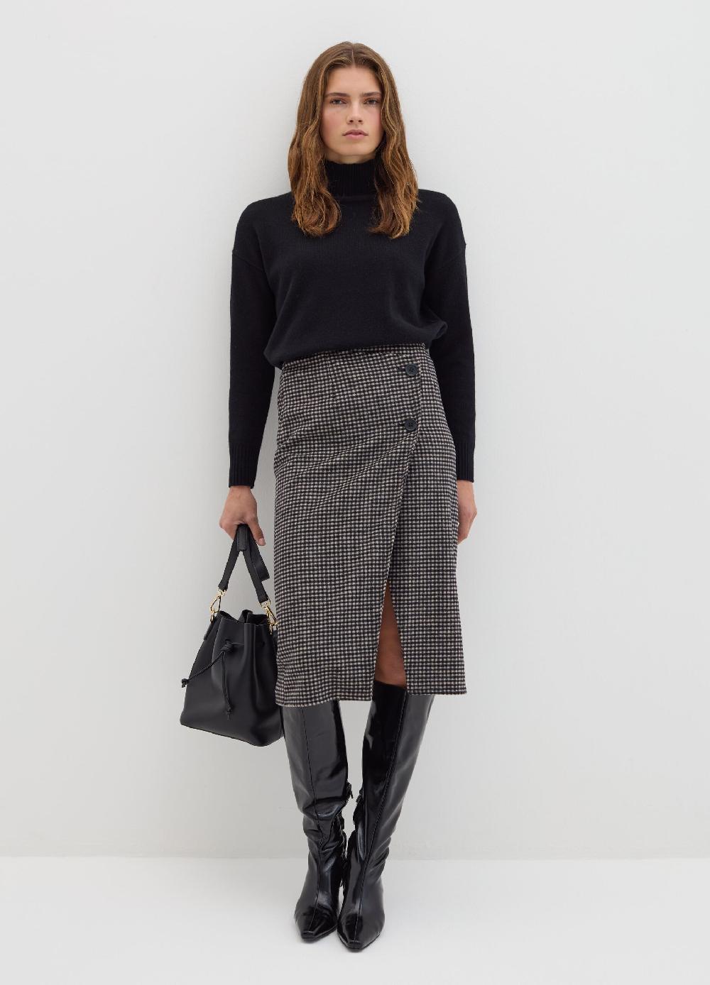 Stefanel Gonna midi a portafoglio pied de poule Duty-free
