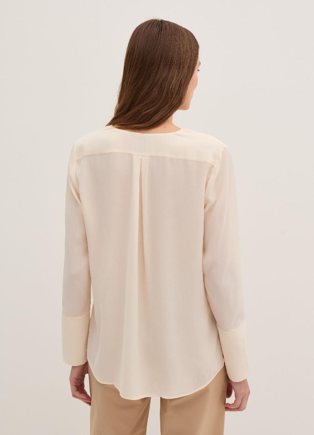 Stefanel Blusa in crêpe de chine con scollo a V Italia
