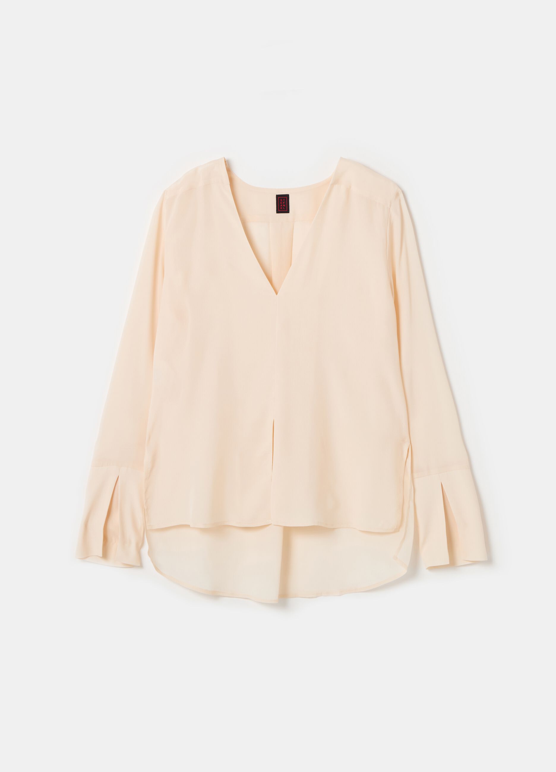 Stefanel Blusa in crêpe de chine con scollo a V Italia