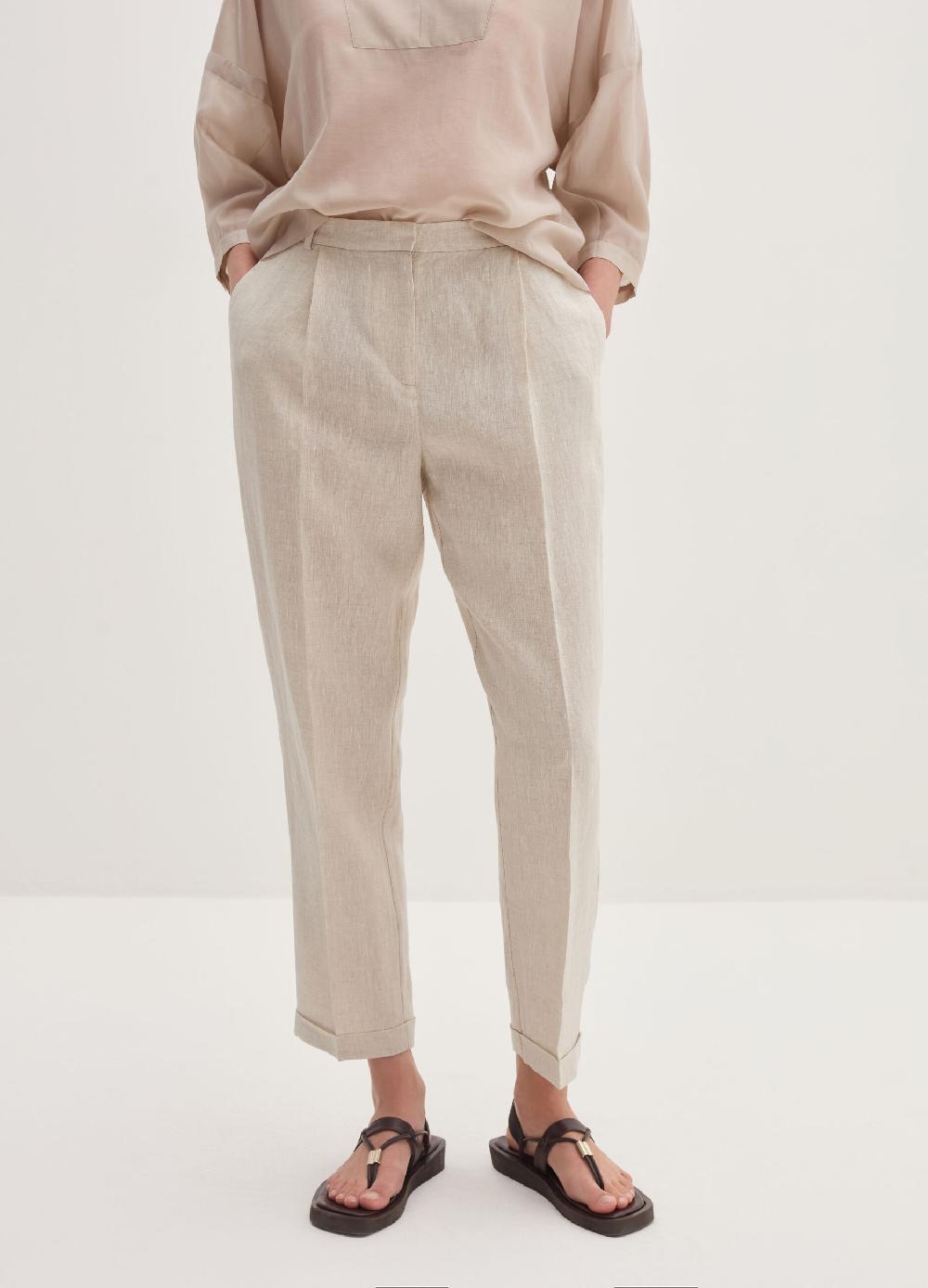 Stefanel Pantalone a sigaretta cropped in lino Nuovo