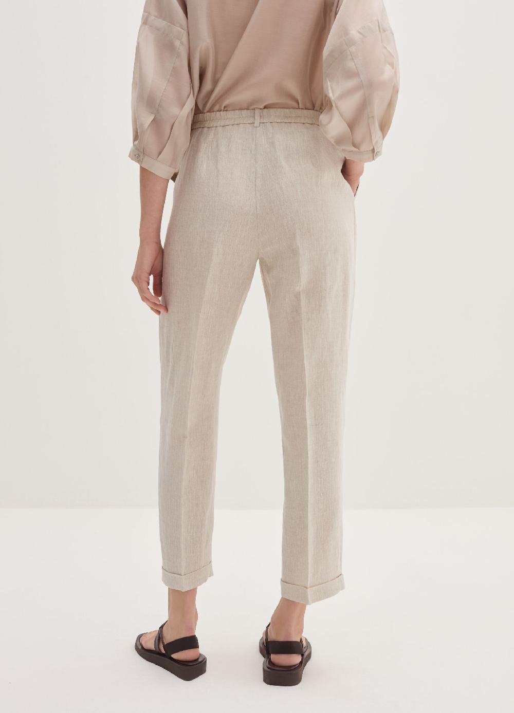 Stefanel Pantalone a sigaretta cropped in lino Nuovo