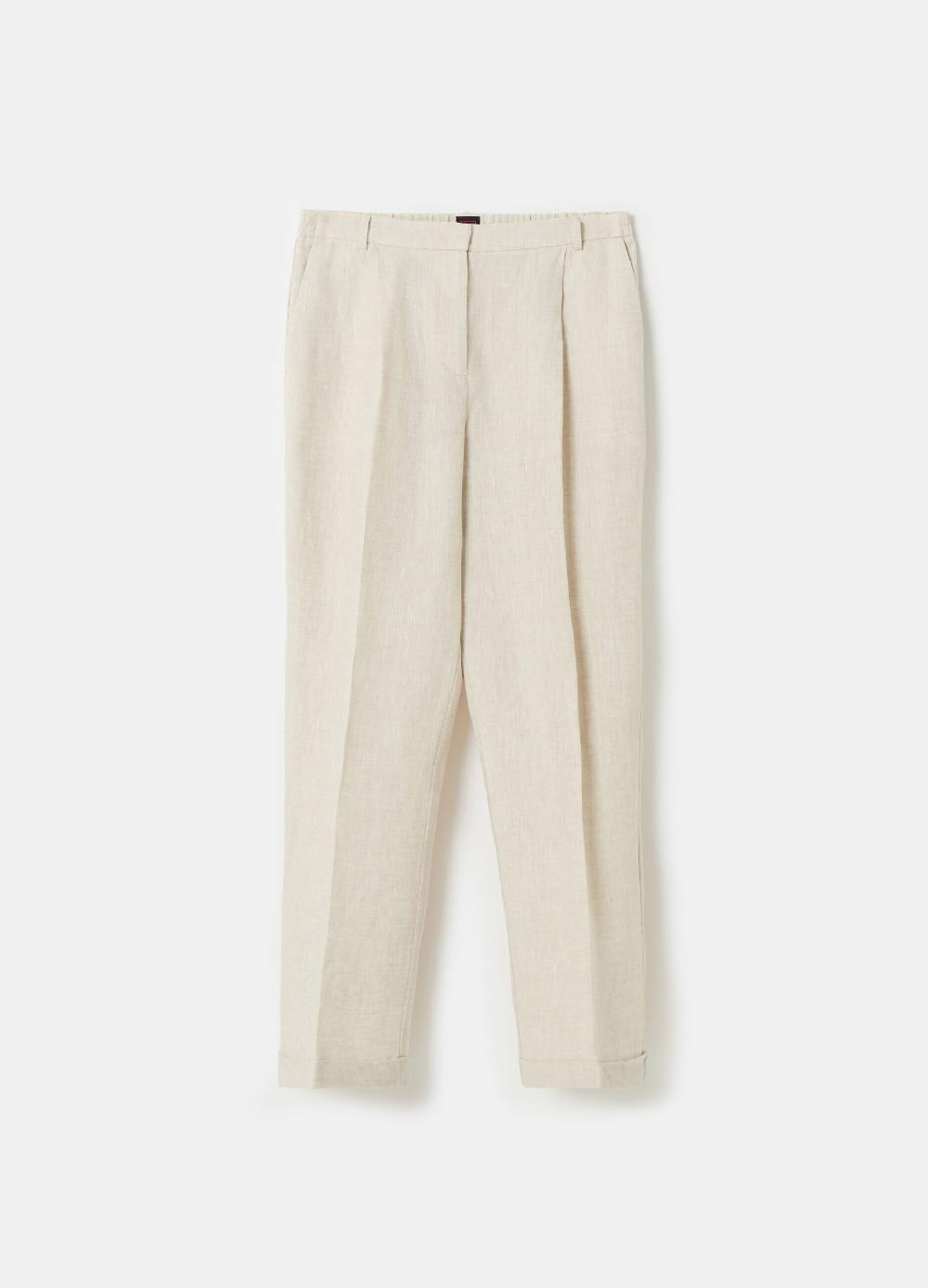 Stefanel Pantalone a sigaretta cropped in lino Nuovo