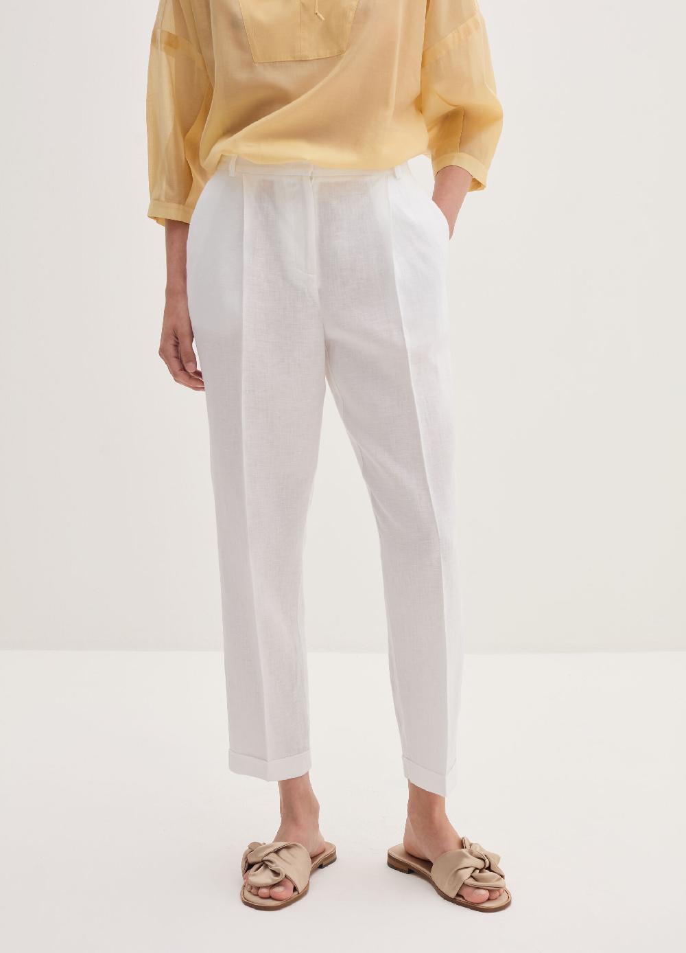 Stefanel Pantalone a sigaretta cropped in lino Qualità Garantita