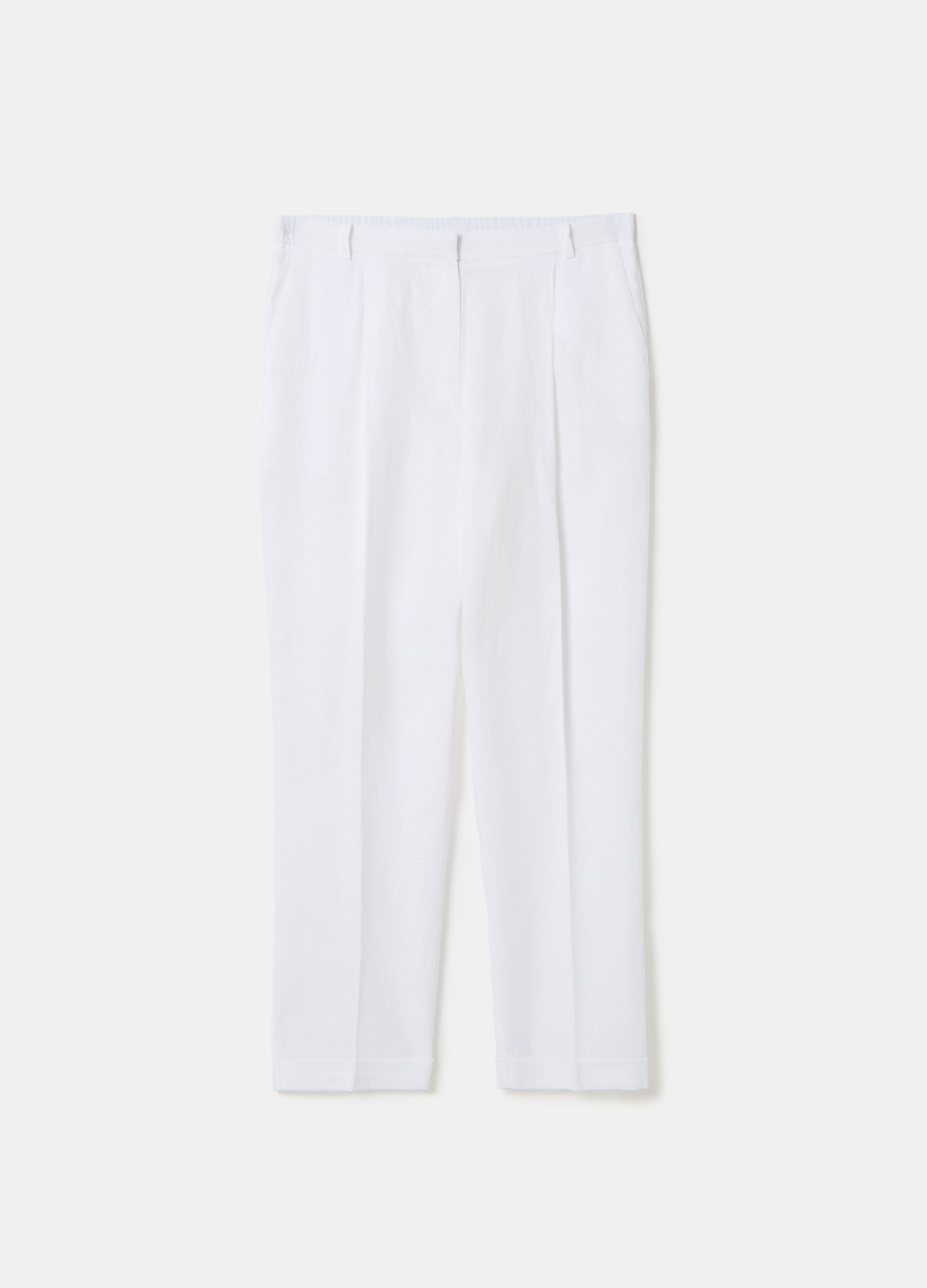 Stefanel Pantalone a sigaretta cropped in lino Qualità Garantita