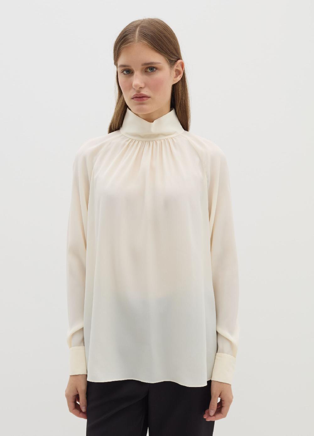 Stefanel Blusa a collo alto in viscosa e seta Fino Al -60%