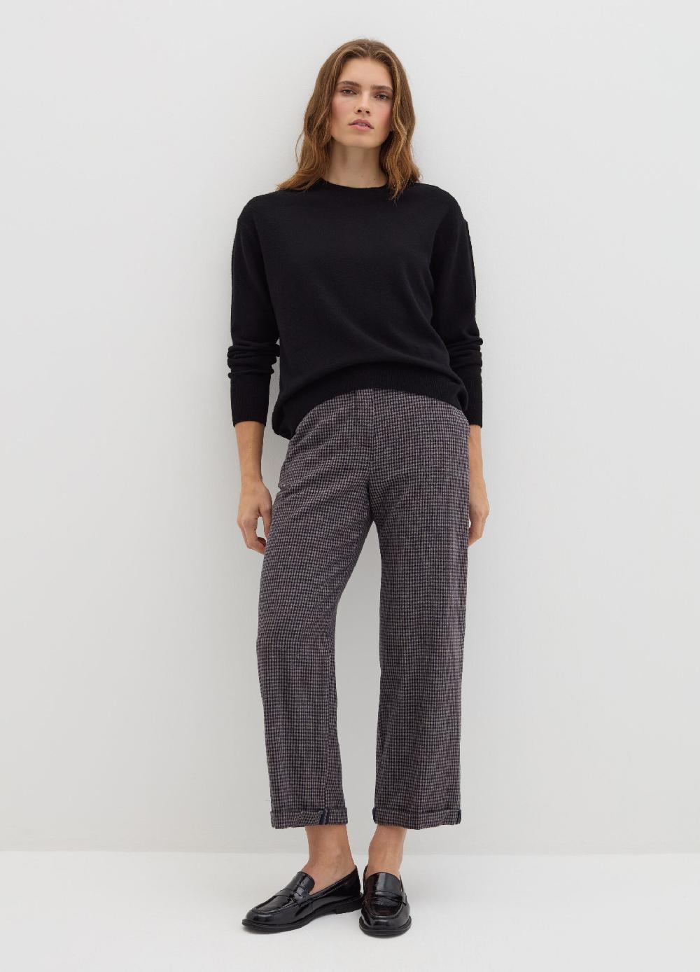 Stefanel Pantalone cropped a sigaretta fantasia check Offerta