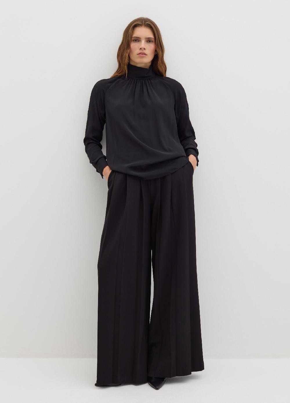 Stefanel Blusa a collo alto in viscosa e seta Online