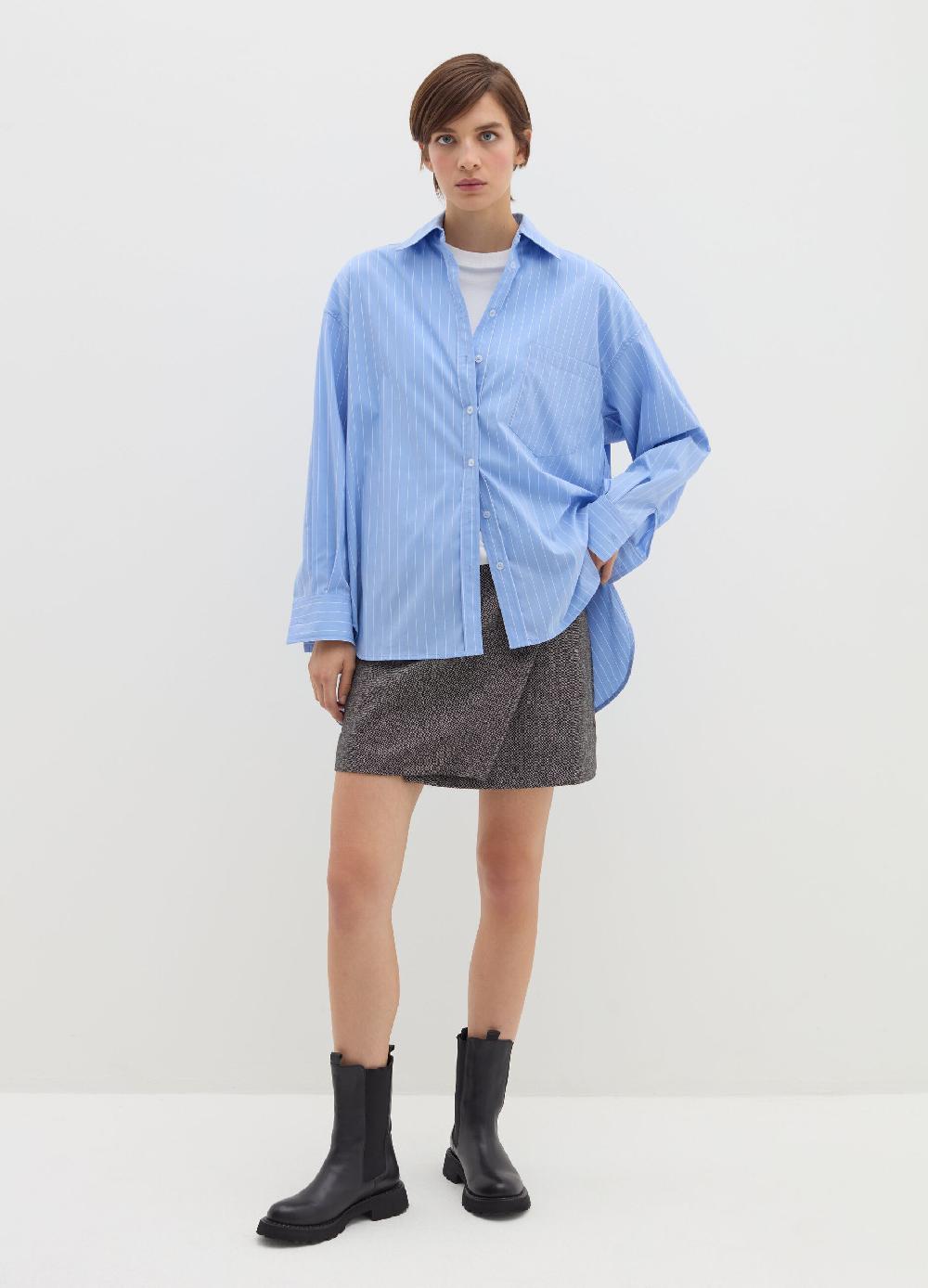 Stefanel Camicia gessata oversize in popeline Saldi