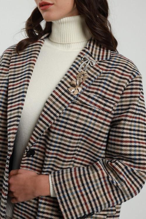 Susy Mix Giacca Over Check con Spille Saldi Di Fabbrica